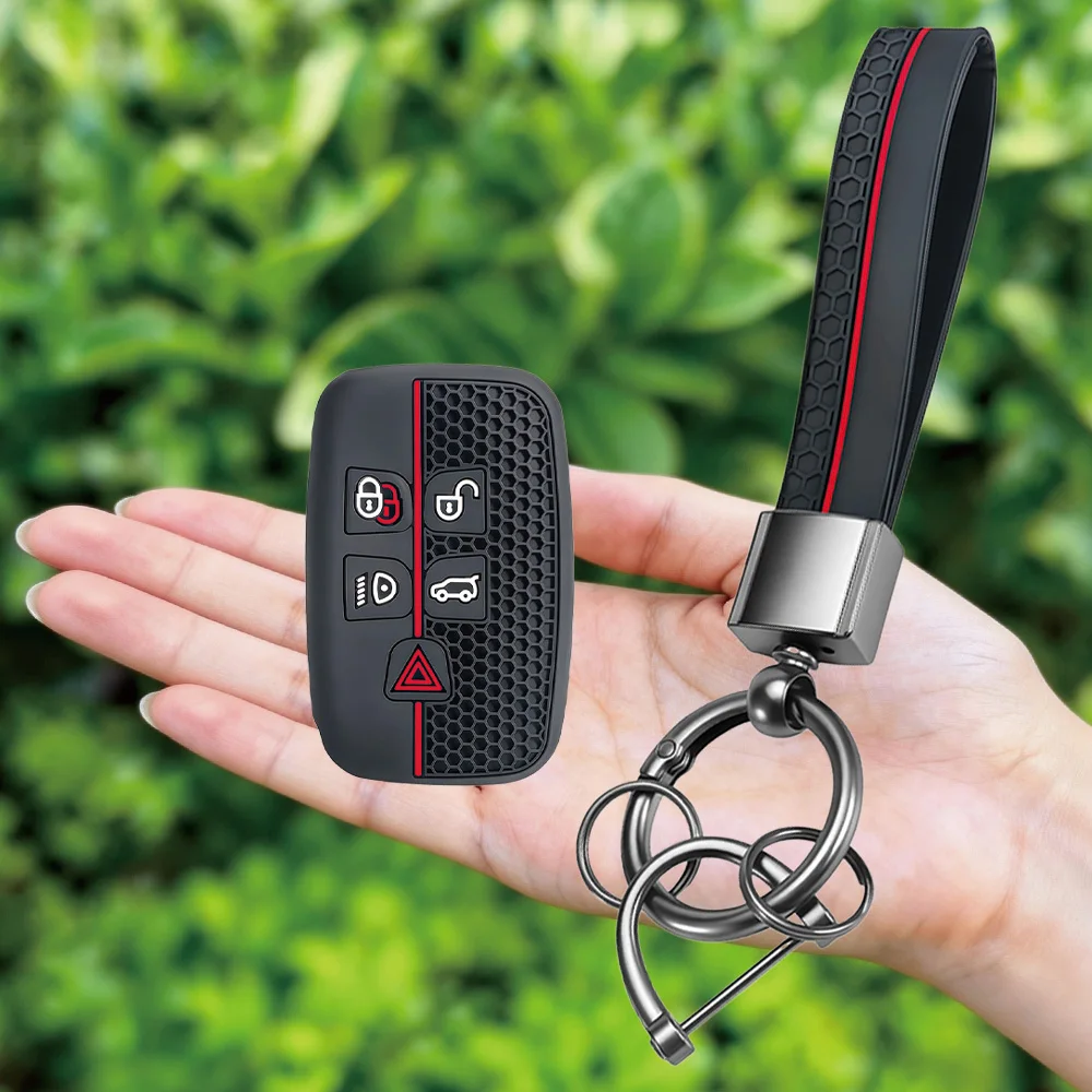 Premium 5-Button Car Key Case Cover with Keychain