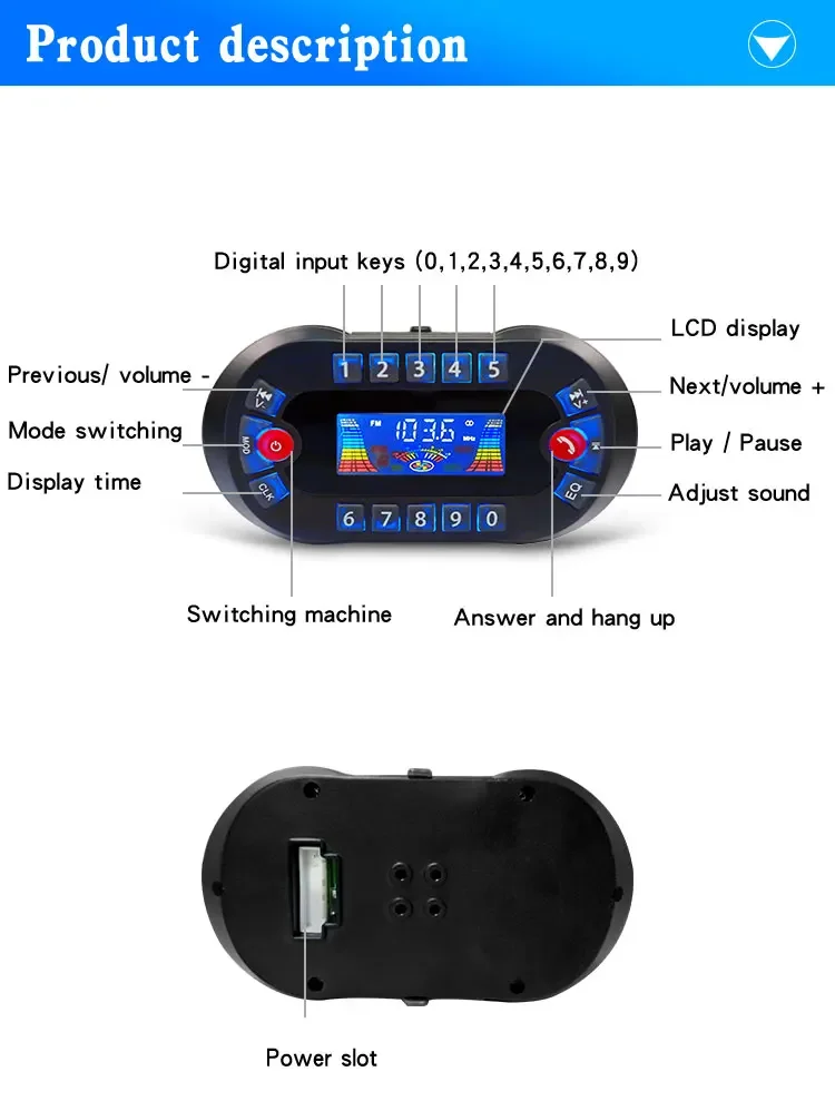 MT730 오토바이 블루투스 스피커 USB FM 라디오 스테레오 라우드 스피커 출력 2.1A MP3 음악 플레이어는 TF/U 디스크 시간 표시를 지원합니다.