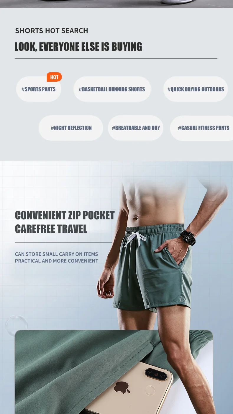 Mens Summer Running Shorts - Lightweight Training  Fitness Crops for Track and Field