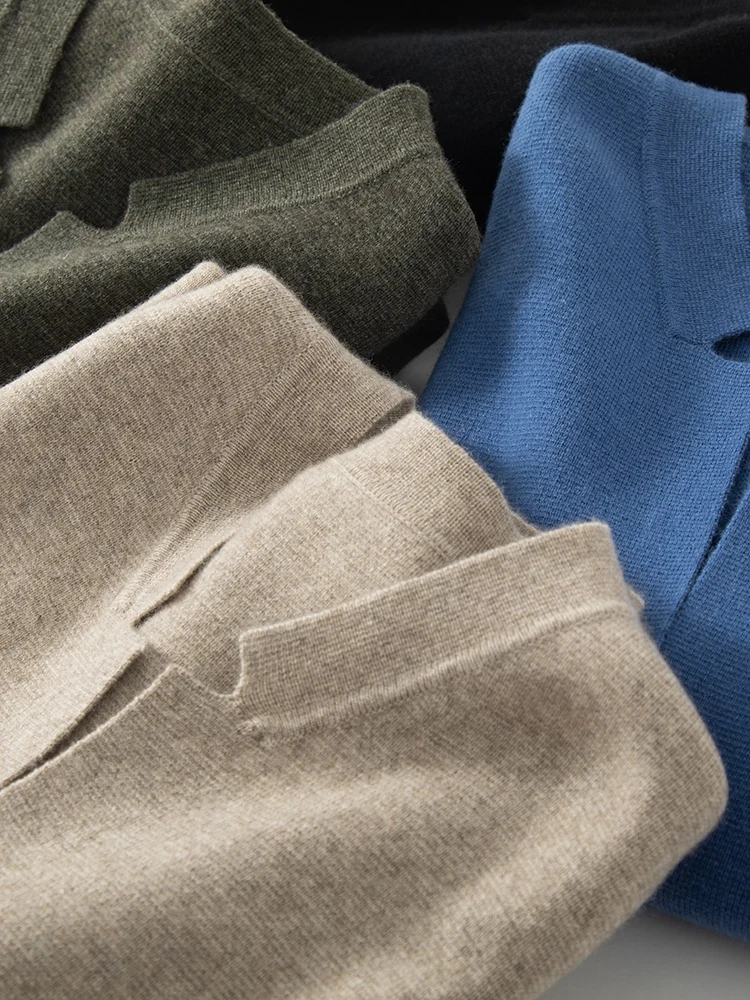 Addonee Mne's V-neck Sweater Coat Spring Autumn 100% Merino Wool Cardigan Smart Casual Comfort Coat Cashmere Knitwear Fashion