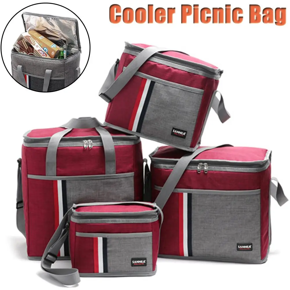 Portable Travel Thermal Insulated Aluminum Film Inside Handbags Oxford Cloth Food Storage Box Lunch Bags Cooler Bag Picnic Bag