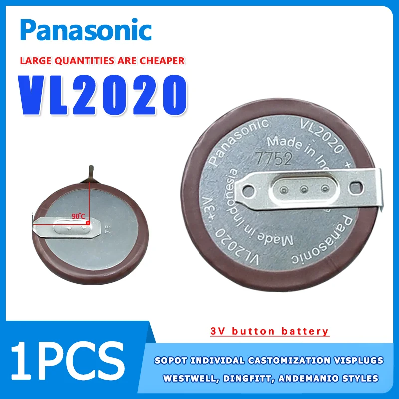 

Panasonic VL2020 3V button lithium battery with solder foot 90 ° 180 ° suitable for BMW Land Rover key remote control