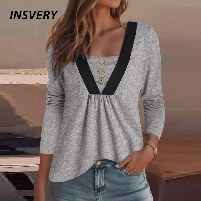 

Fashion Women Long Sleeve Blouses Shirt V Neck Long Sleeve Loose Shirts For Women Autumn Winter Pullover Tops