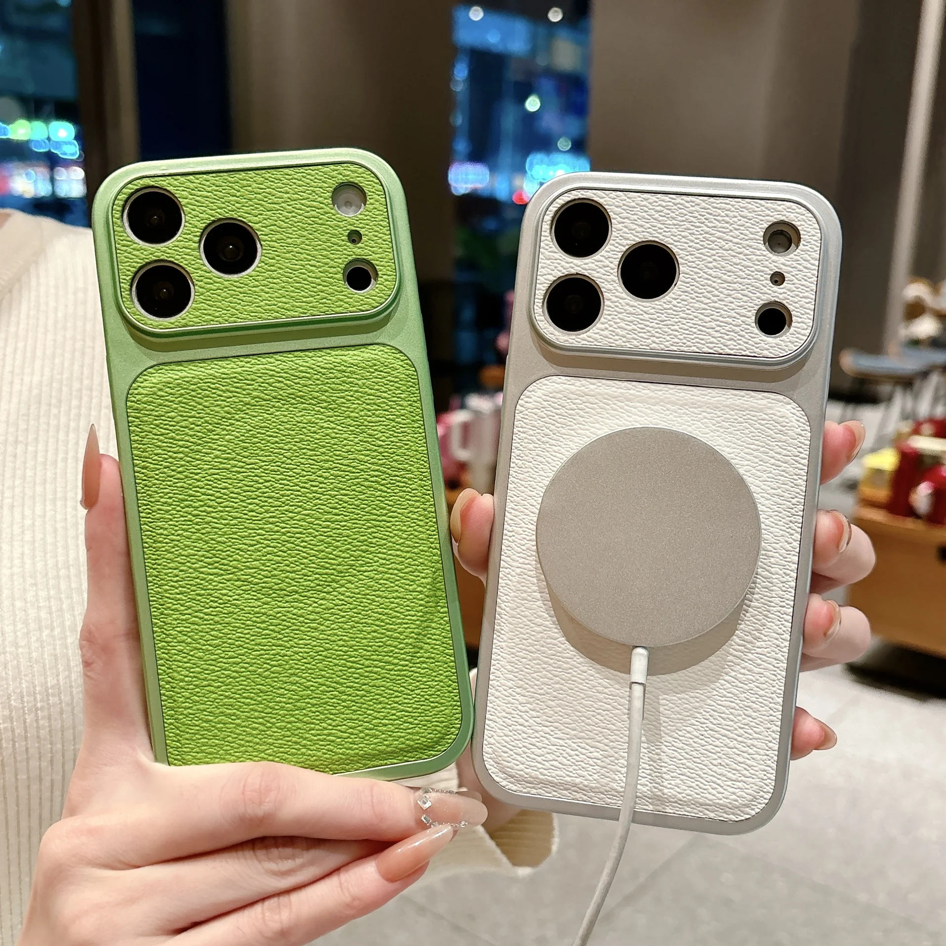 Matte Leather Magnetic Phone Case with Camera Protection and Shockproof Design