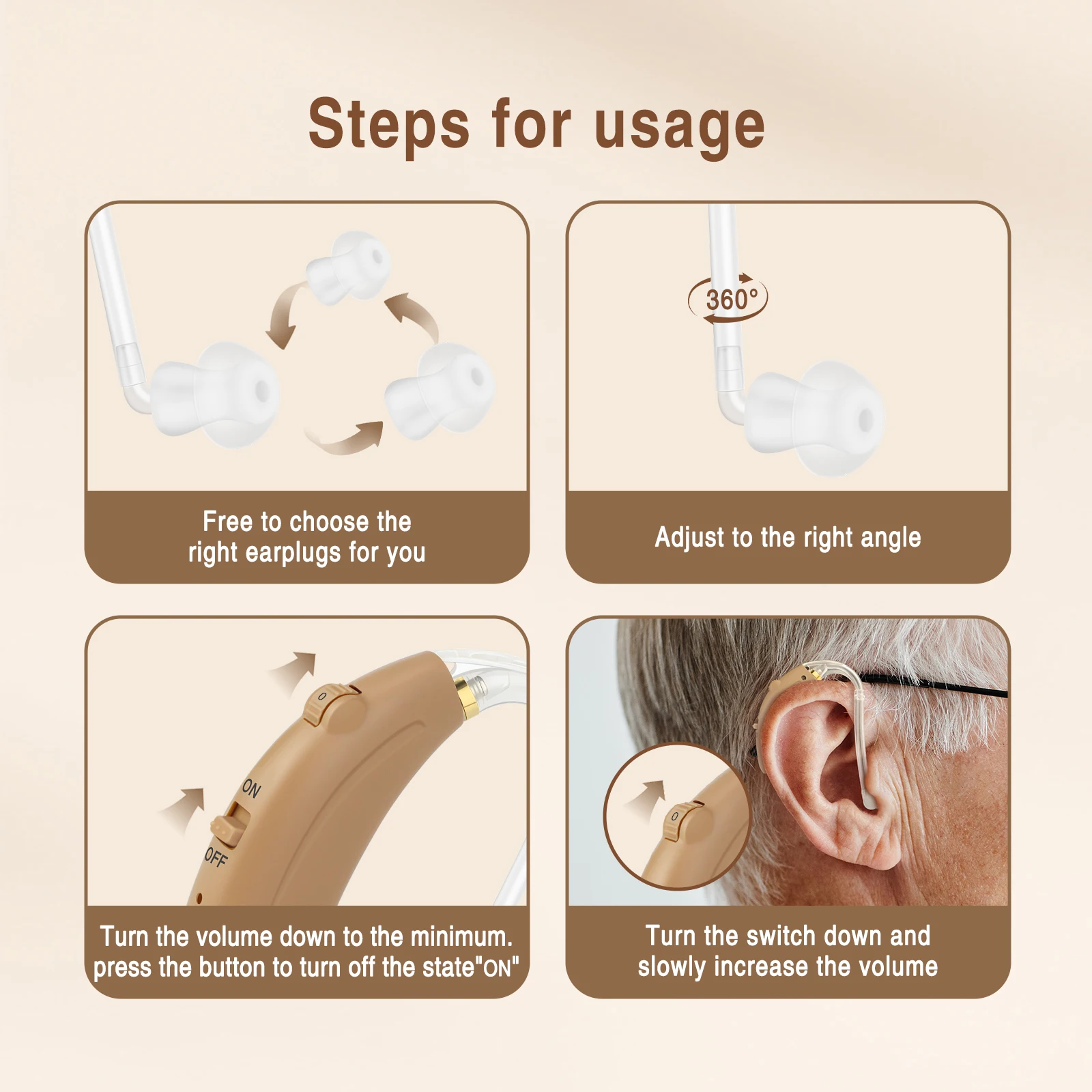 Rechargeable Hearing Aids, Digital Noise Cancelling, Sound Amplifier, USB Charging Hearing Device, True Hearing Aid For Seniors, 5