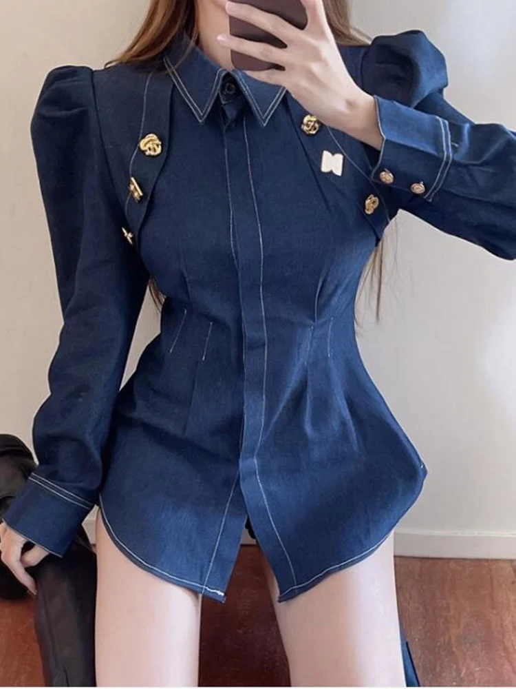 2023ZAWFLWomenShirtsDenimJeanShirtBlouseTopsNewSpringSummer