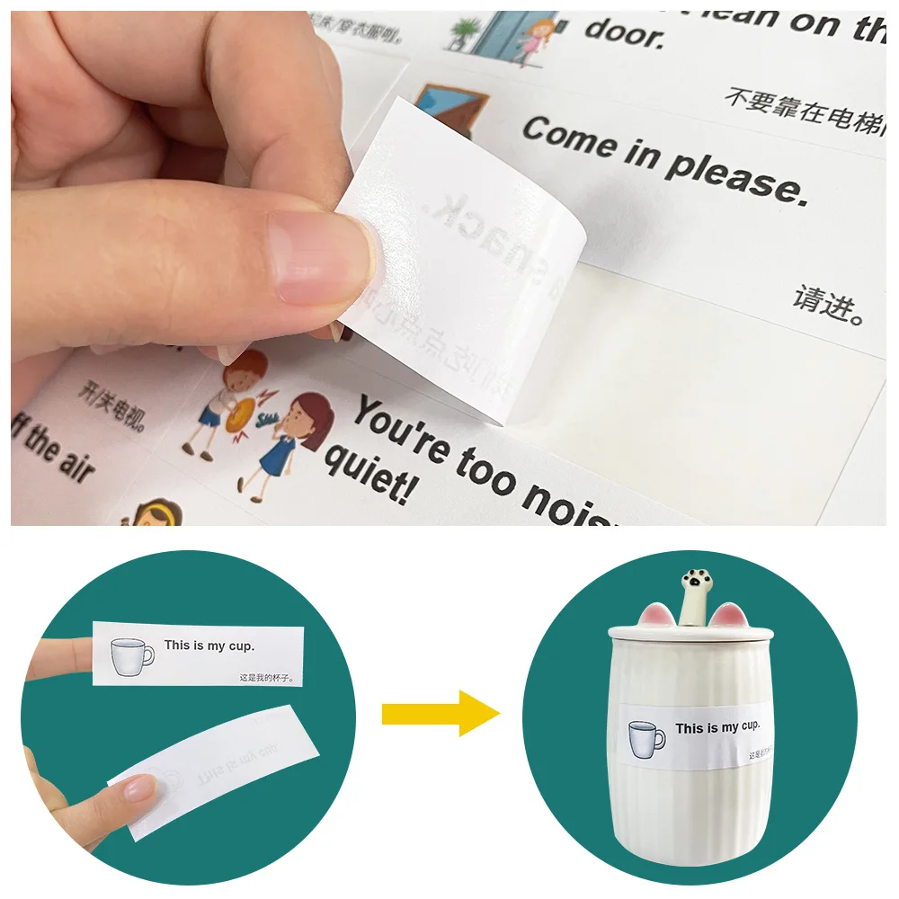 10sheets 200 Stickers Family Daily Routines Sentences for kid learning toy Chinese & English sticker labels montessori éducatifs 3