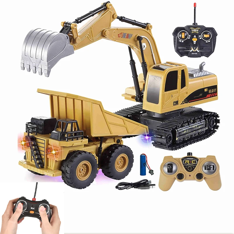 

2.4G 6CH Large Radio RC Excavator Mixer Truck Dump Dump Construction Truck Model Children Toys Rechargeable Battery RC Car Gift
