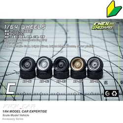 Chezhidao 1/64 ABS Wheels With Rubber Tyre Type C Modified Parts Diameter 10mm For Model Car Racing Vehicle Toy Hotwheels Tomica