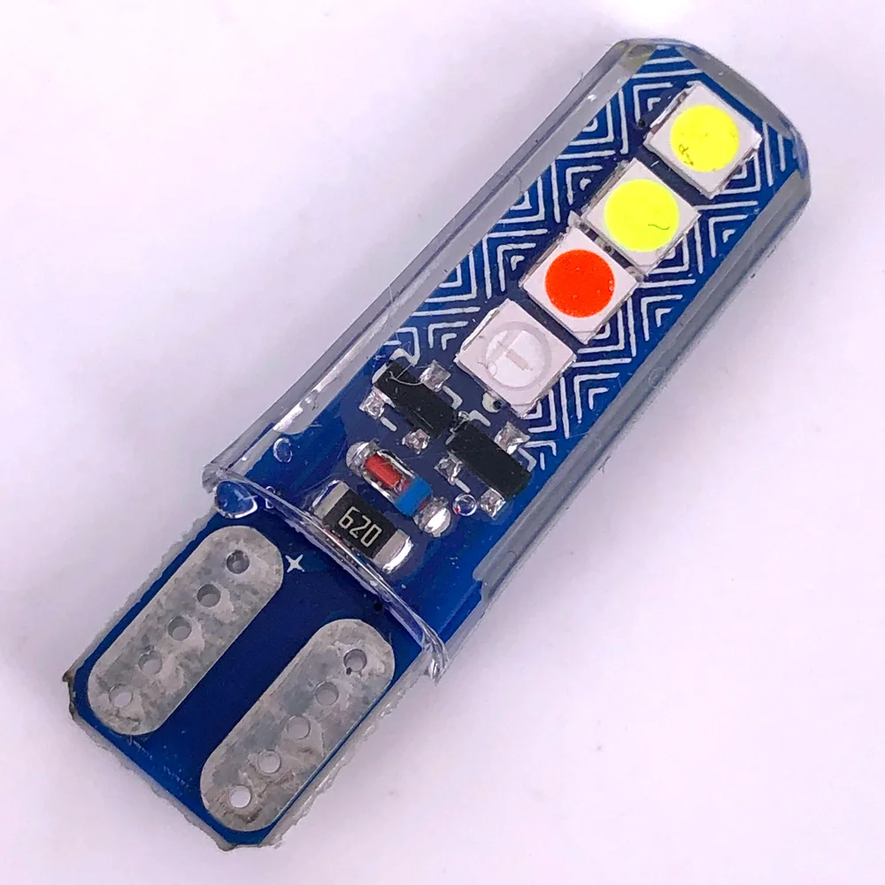 

20 шт., силиконовые Автомобильные светодиодные лампы T10 RGB 3030 8 Smd