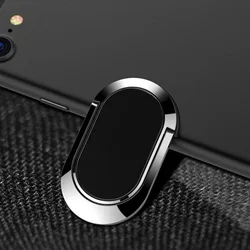 Premium Metal Phone Socket Holder - Universal Portable Finger Ring & Magnetic Car Mount Stand (Black)