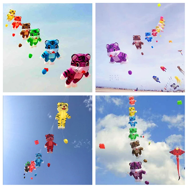 

free shipping large inflatable kite tiger kite outdoor toys panda bear kites kite for adults soft kite windsocks kites carpa ko