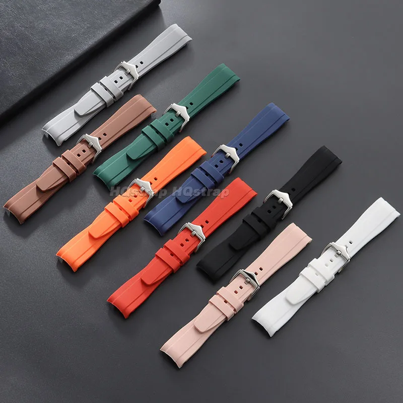 High-Quality Curved End Silicone Sport Watch Band - Waterproof Rubber Strap