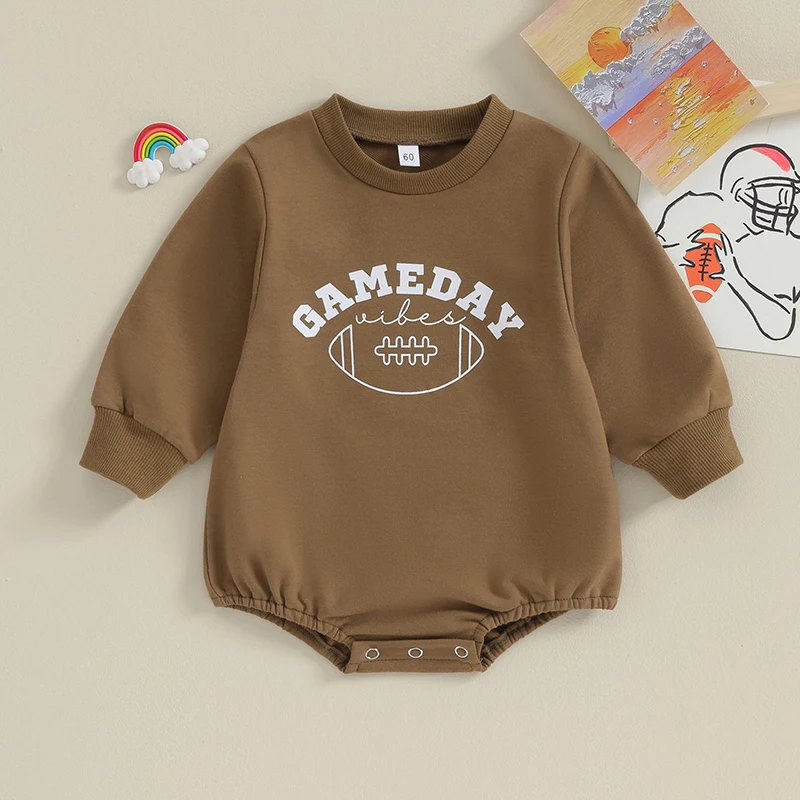 

Baby Boy Girl Football Outfit Football Oneise Game Day Sweatshirt Bubble Romper Long Sleeve Bodysuit Fall Clothes