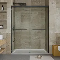 Shower Door, 56-60"" W X 72"" H 5/16"" (8Mm) Semi Frame Double Sliding Shower Door,Thick Sgcc Tempered Glass With 1