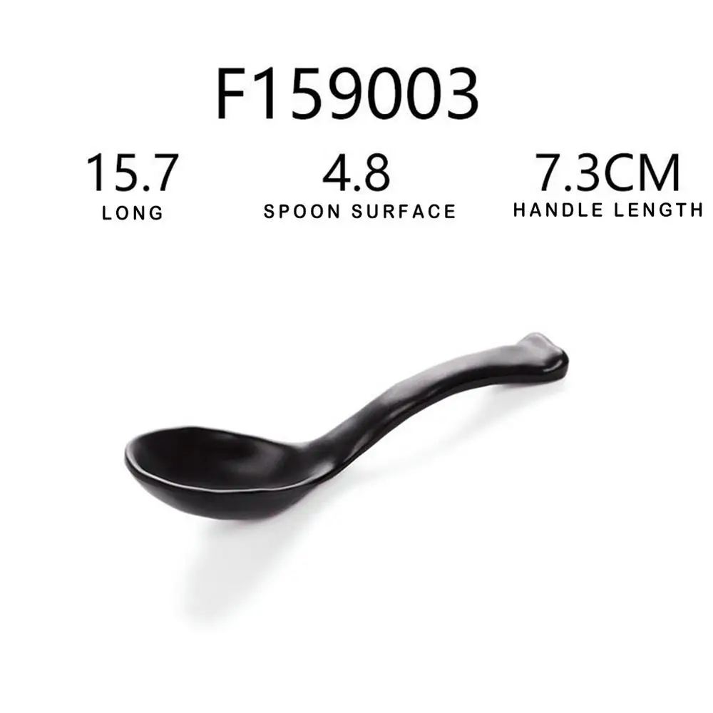 Description Picture 3 of item1pc Black Scoops Chinese Asian Soup Spoons Non Stick Wonton Rice Spoon Long Handle Japanese Ramen Spoon Serving Tableware