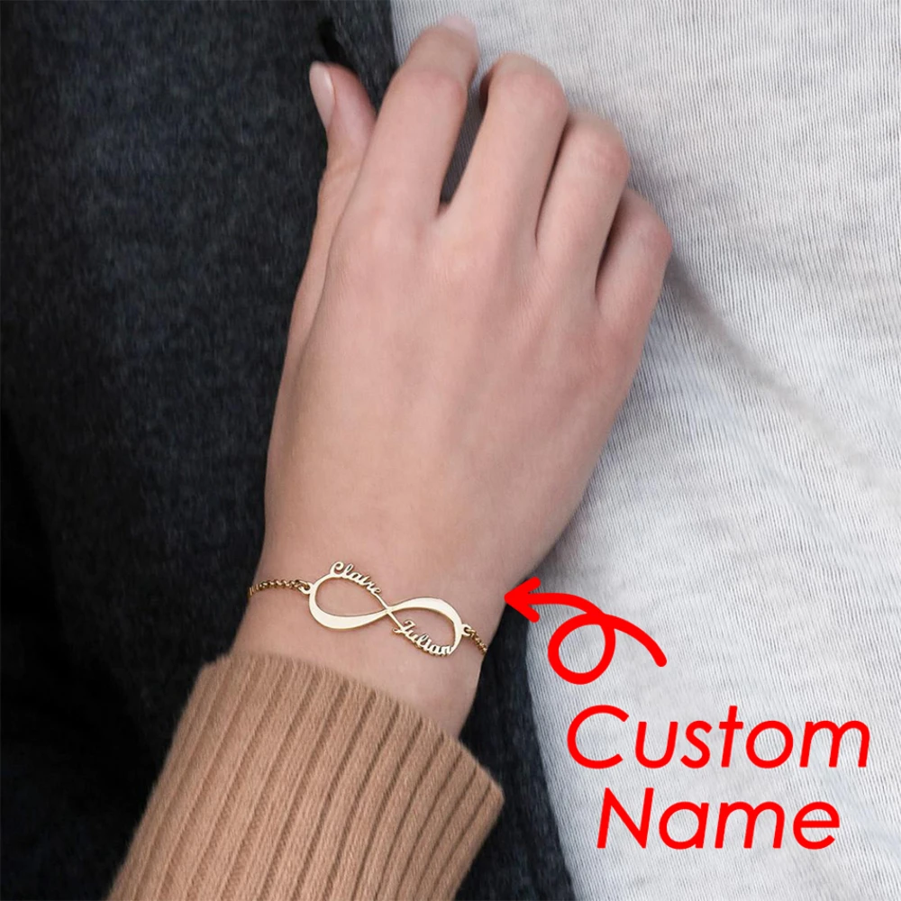 

4 Name Infinity Customized PendantBracelet Gold Color Personalized Letter 316L Stainless Steel Jewelry Gift Support Dropshipping