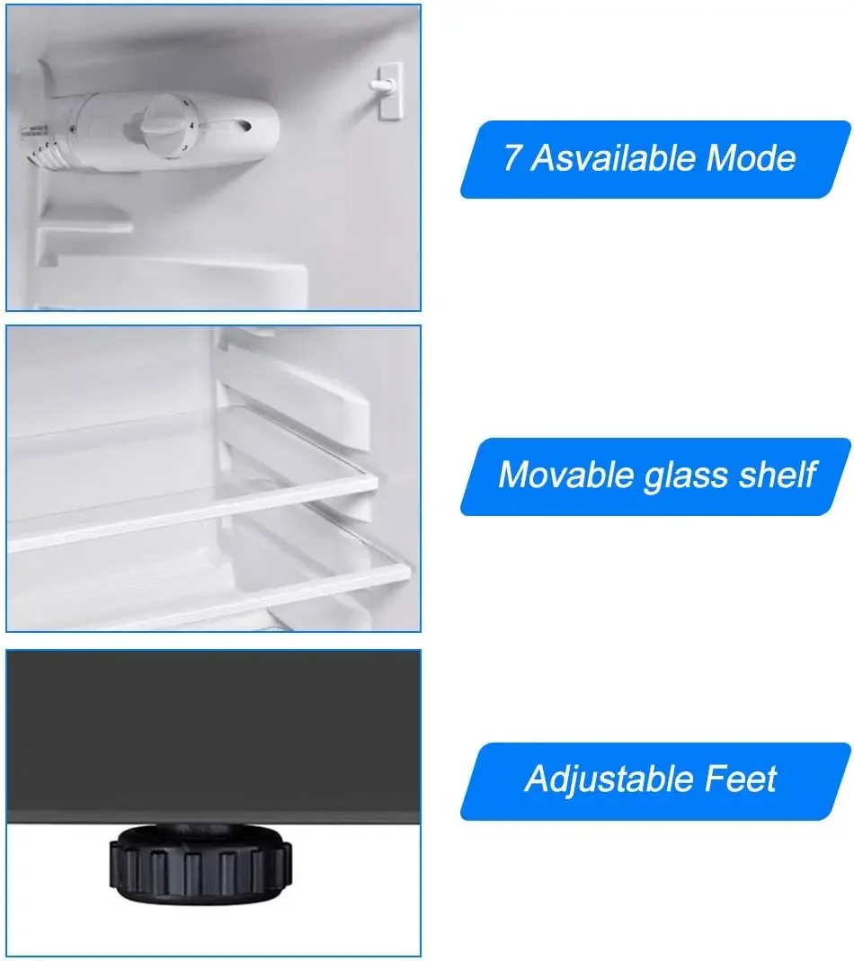 Refrigerator 3.4 cu ft. Unit Cold-rolled Sheet Mini Refrigerator with freezer Dorm fridge with Adjustable Removable Shelves