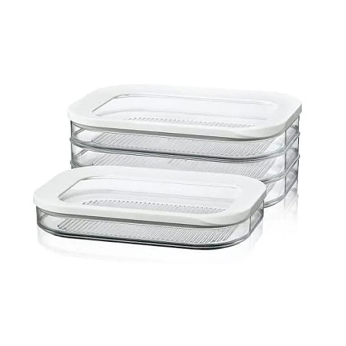 1.6L with 3 Tier Meat Pieces Storage Box Airtight Lid Not Dishwasher Safe 3Layer Crisper Meat Storage Box