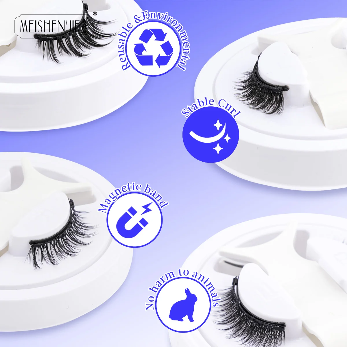 MEISHENJIE 1pair Magnetic Eyelashes Tweezers Set Reusable Eyelash Extension 3D Lash Natural Thick False Eyelashes No Glue Needed fake eyelashes