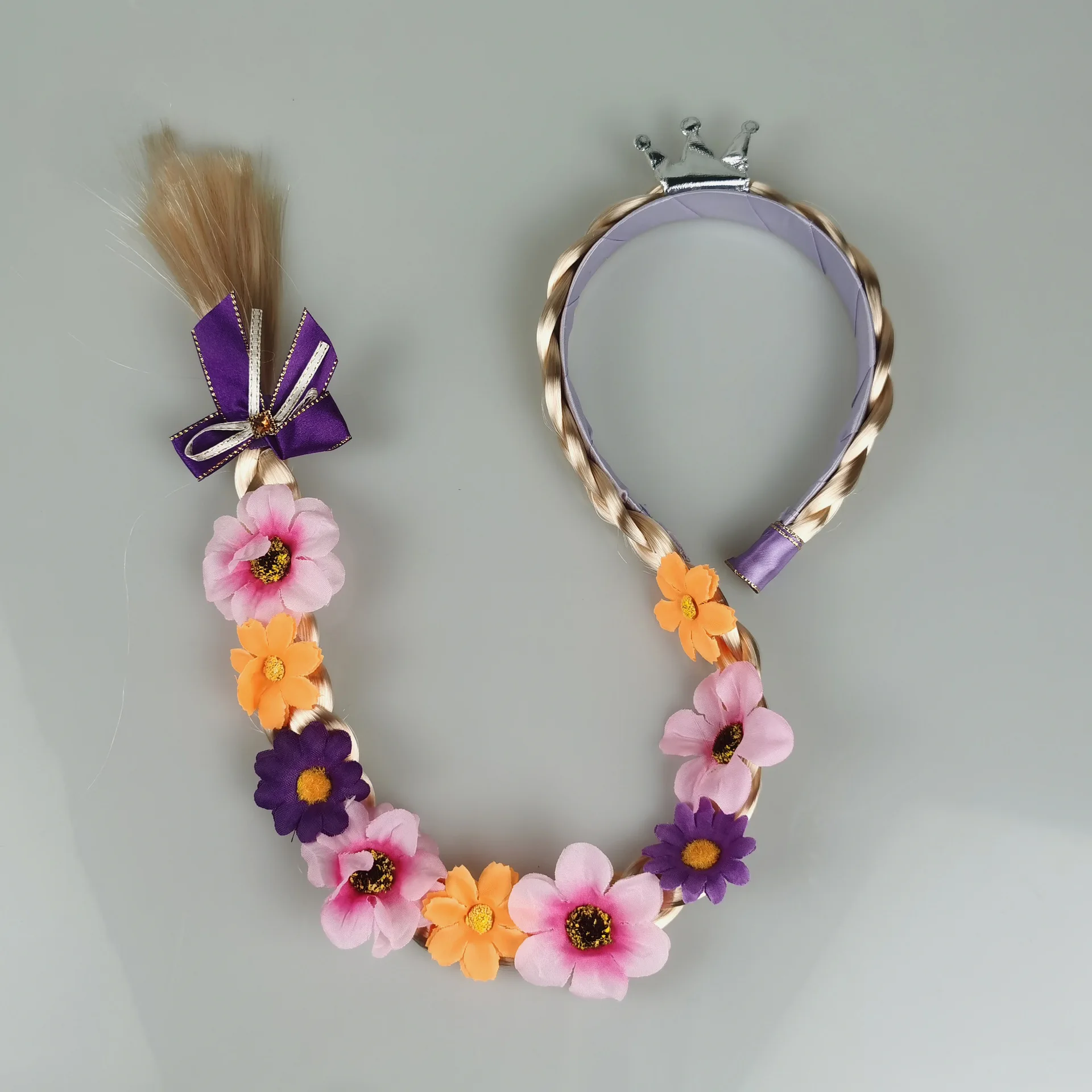 Long haired Lepei Princess thick braid headband small crown floral children's clothing Christmas headwear hair accessories