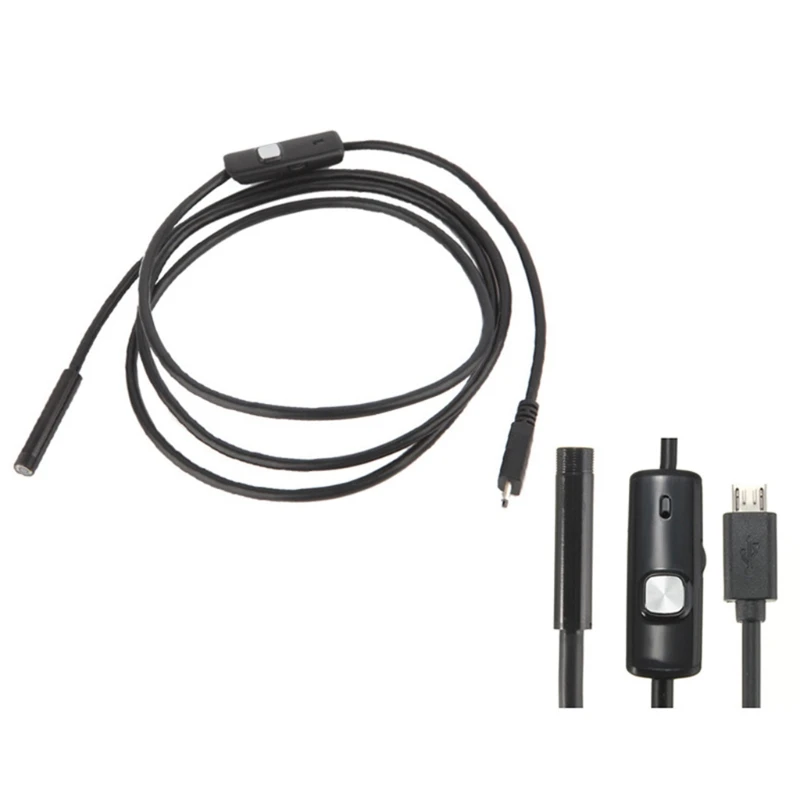 USB Endoscope Borescope with 6 LED Lights 7mm Ultra Thin Waterproof Inspection Snake Camera USB Endoscope for Android Phones PC