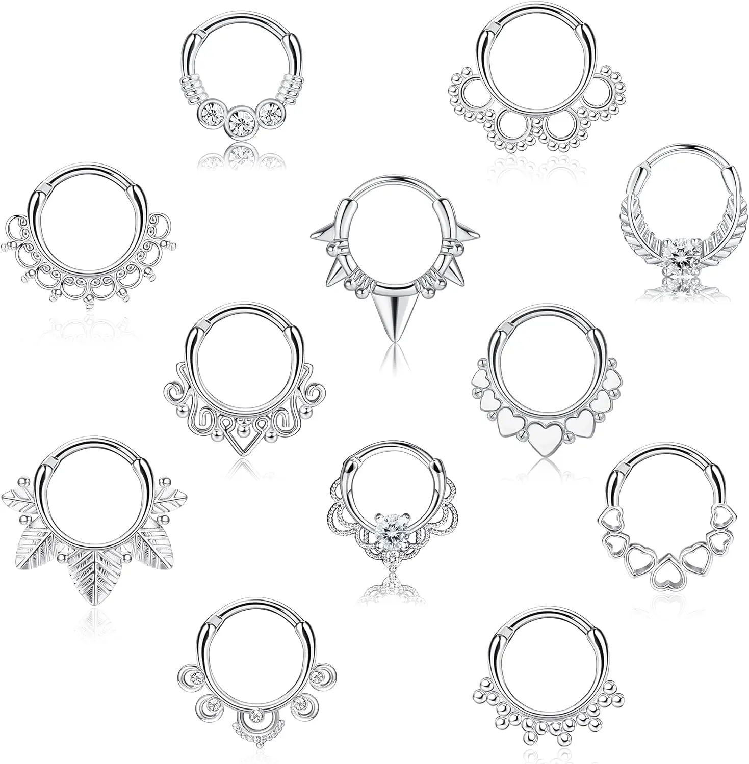 

Bobisty 1Pc 16G Stainless Steel Septum Rings for Women Hoop Nose Rings Septum Piercings CZ Cartilage Earrings Piercing Jewelry