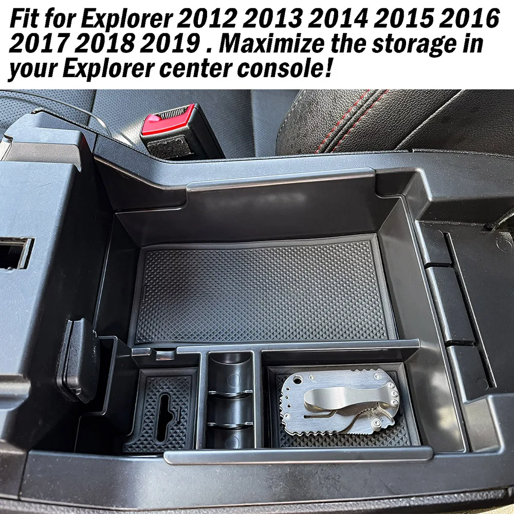 SixthSmoy 자동차 액세서리 Ford Explorer 2012-2016 2017 2018 2019 센터 콘솔 트레이 주최자 팔걸이 보관함