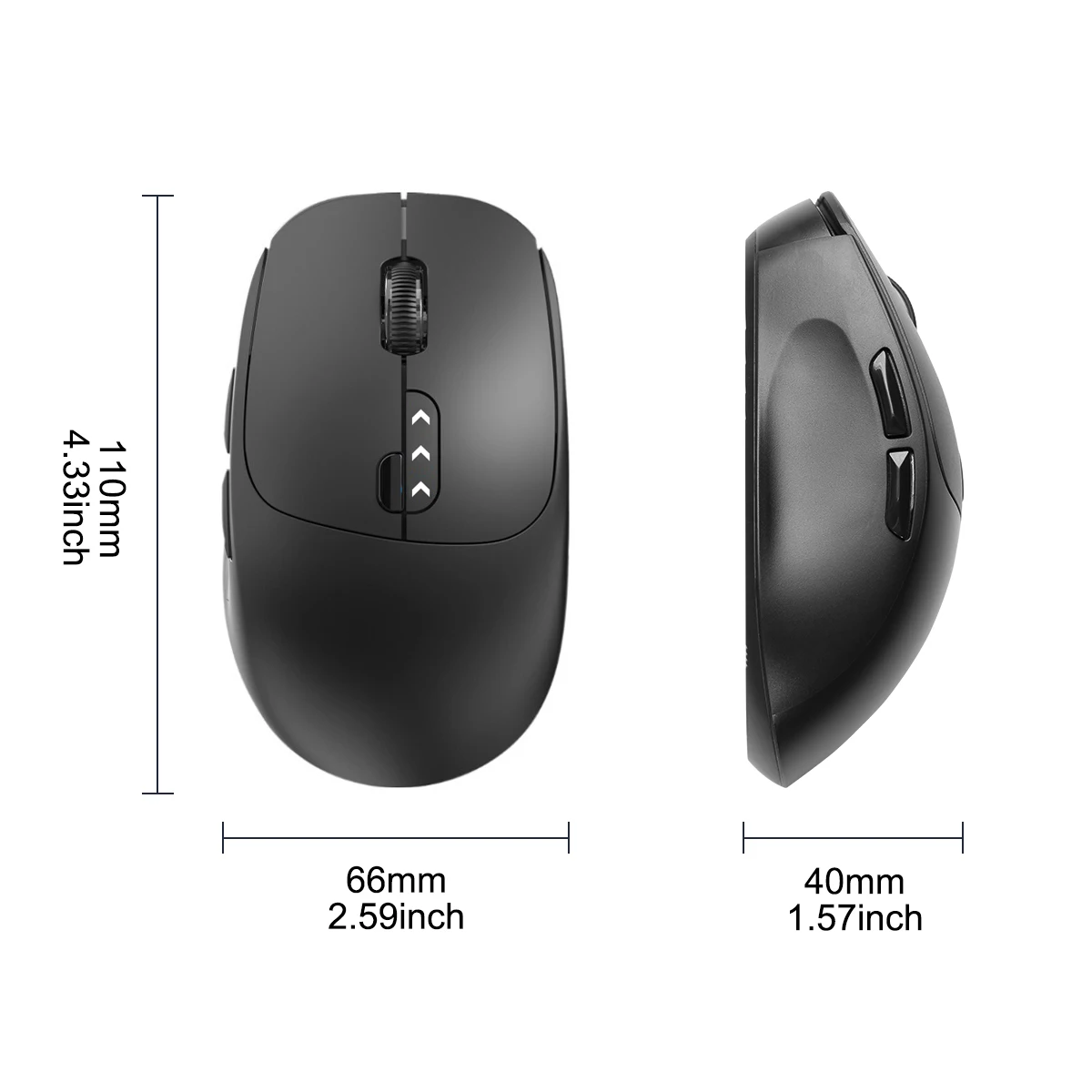 Ergonomic Wireless Rechargeable Mouse with Power Level Display and USB-A Plug & Play