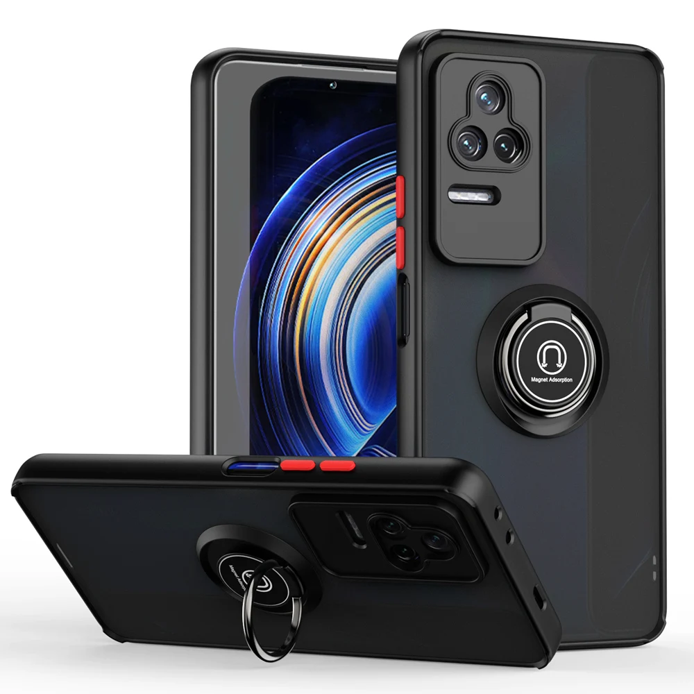 KEYSION Fashion Matte Hülle für POCO F4 GT 5G Transparenter Ringständer Stoßfeste Handyhülle für Xiaomi Redmi K50 Gaming K_voghion.com