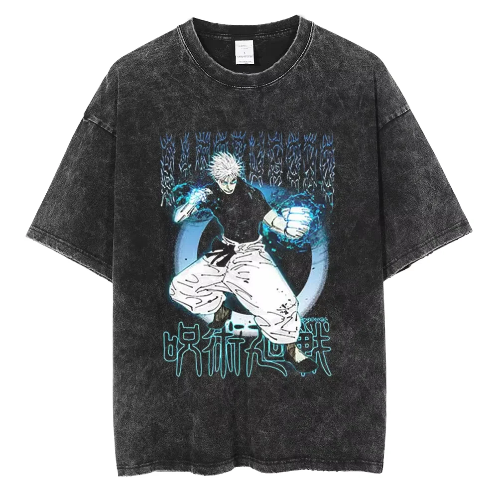 Fushiguro Toji Printed Washed Cotton Harajuku T-Shirt - Casual Unisex Anime Tee