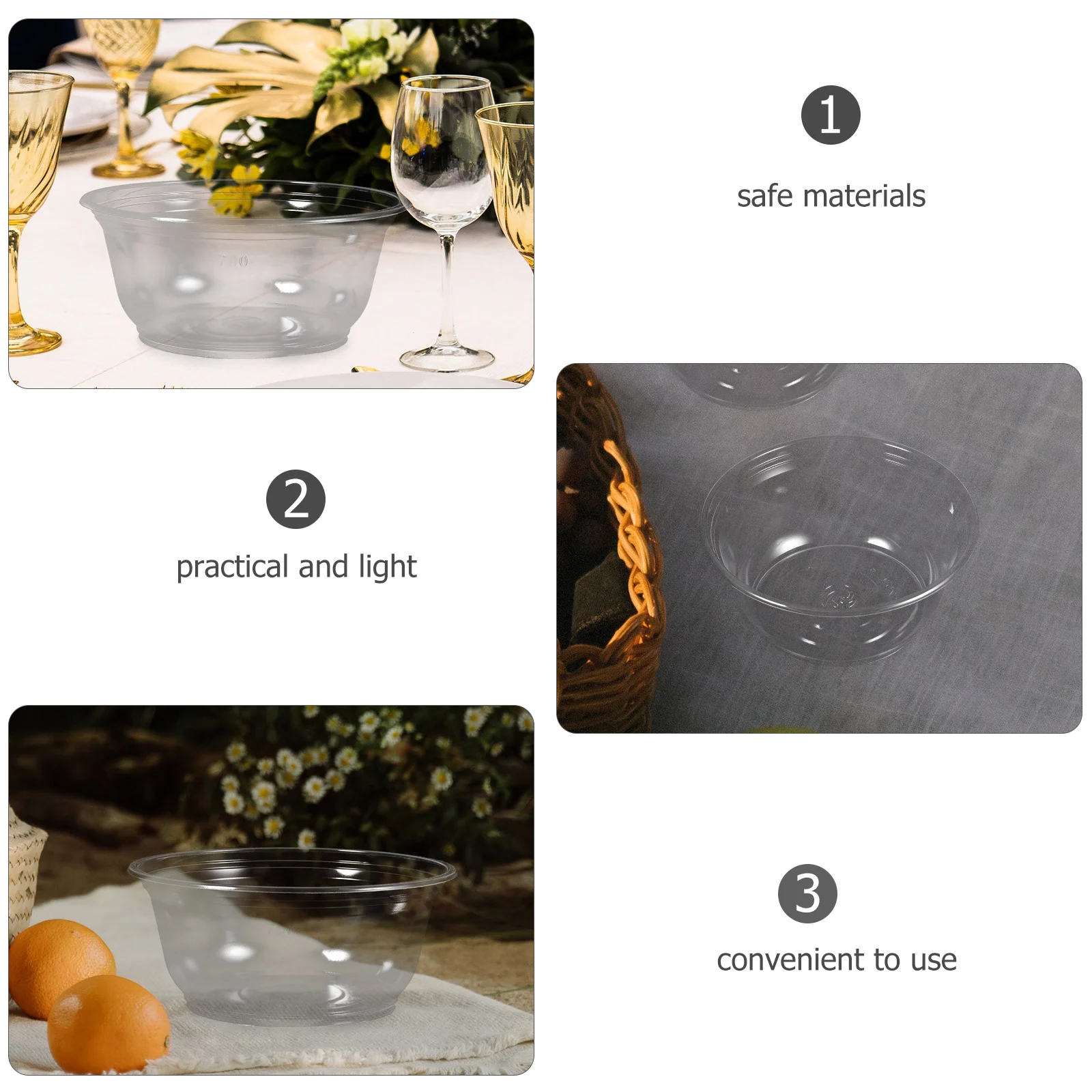 100 Pcs Disposable Plastic Bowls Takeaway Containers Oil Proof Soup Bowls Porridge Lidless Pudding Cake