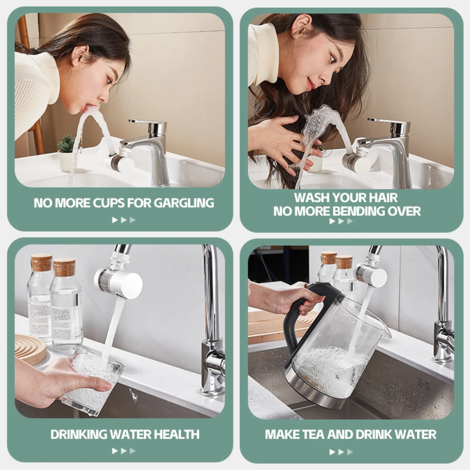 Faucet Water Filter Stainless Steel PP Cotton Filter Rotation For Various Faucets