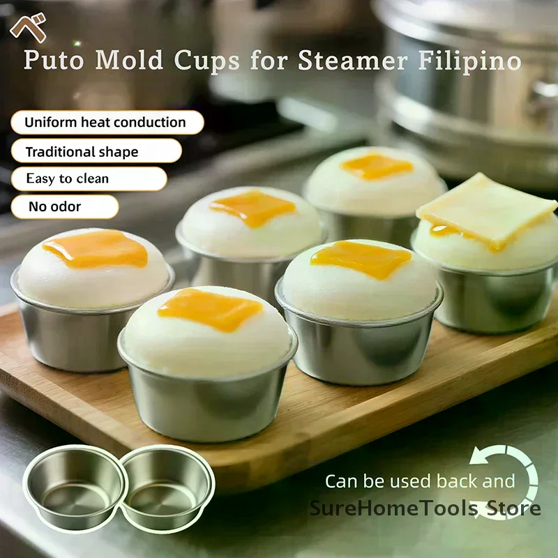 10pcs Puto Cake Mold Aluminum Alloy Egg Tart Cup Cupcake Kitchen Baking Mold Mini Round Baking Oven Pan Pastry Dessert Mould