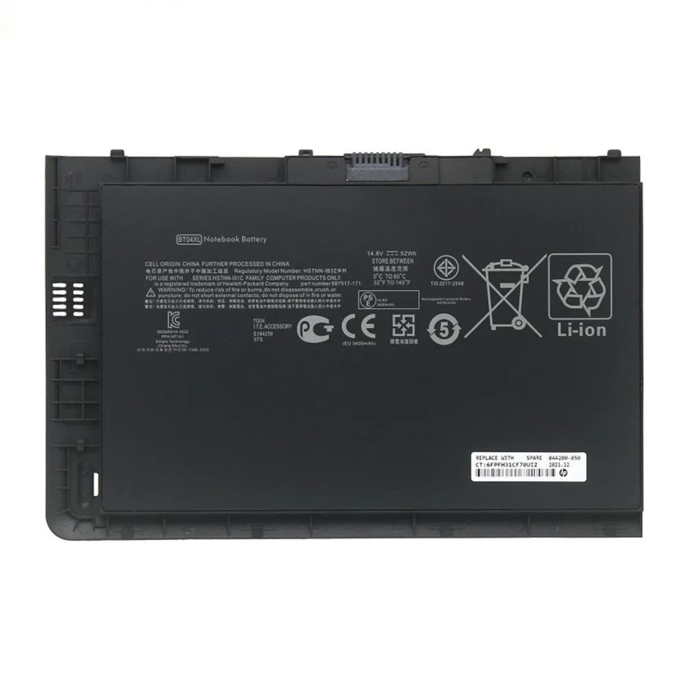 

Laptop battery BT04XL 52WH for HP Elitebook Folio 9470M 9480M 687945-001 BT04052XL-PL Rechargeable Li-ion batter