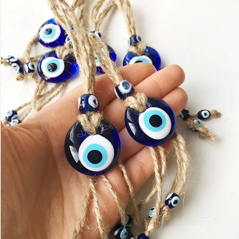 Big Evil Eye Glass Bead Car / Home Decor Turkish Amulet Macrome