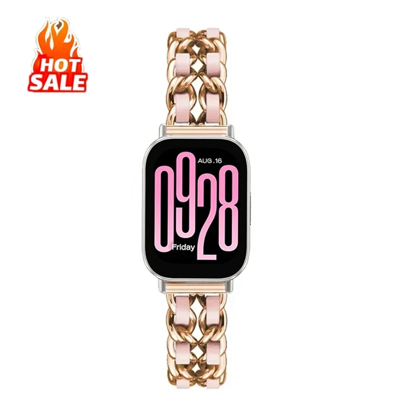 Premium Leather and Metal Wristband Strap - Elegant Design
