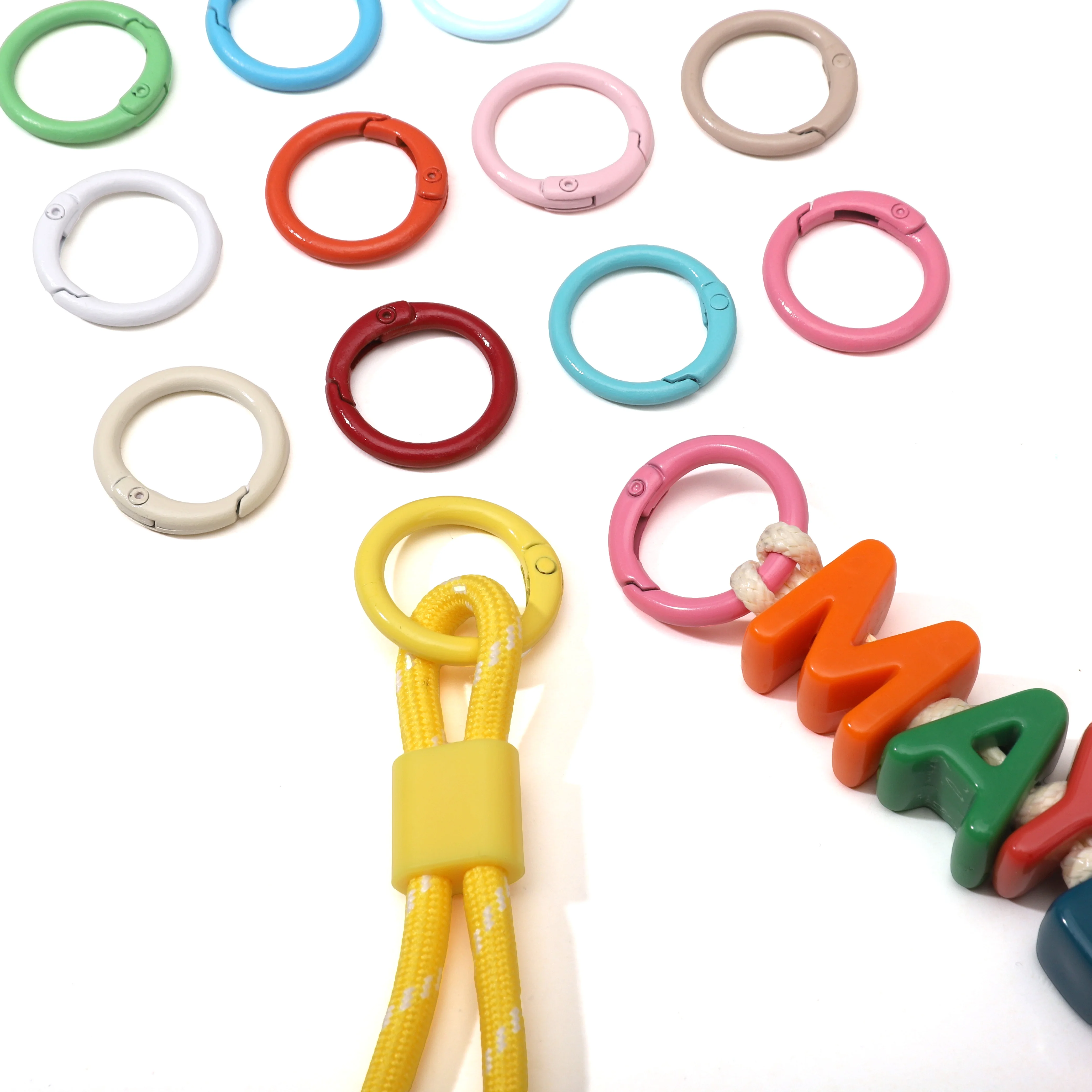 Sprühlackierte Legierung O-Ring Federverschluss zu öffnender Kreis Karabiner Schlüsselanhänger Clips Hakenverbinder für Schnallen Schmuckherstellung – Detail 8