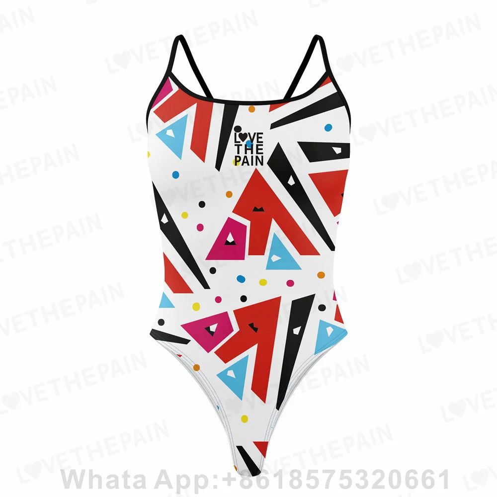 

Love The Pain One Piece Swimsuit Thin Straps Versatile V-back Fully Lined Women's Swimwear Bikini Sexy Swimsuit Printing Design