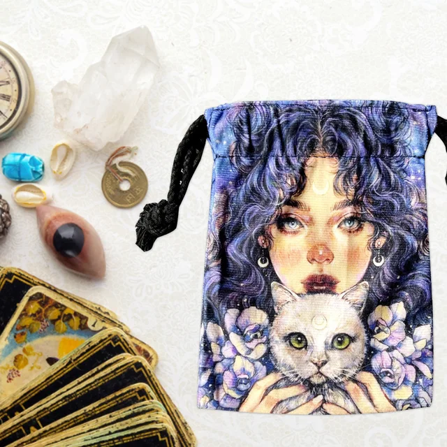 13X18Cm Rejtélyes Lány Bársonyos Tarot Kártya Tároló Táska Társasjáték Mini Húzózsák A Rajongóknak Tasak Utazási Ajándék - Image 5