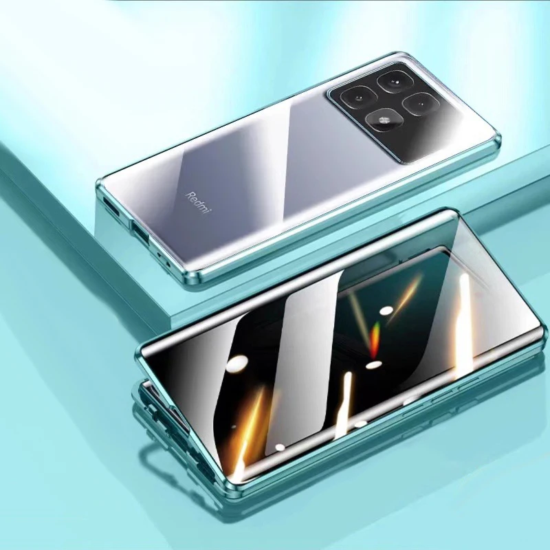Enhanced Privacy Protection Metal Phone Case with Double-Sided Tempered Glass