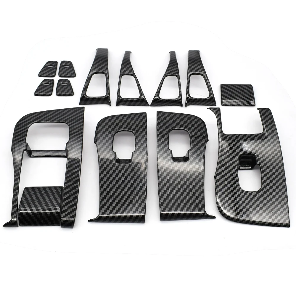 Per Tesla Model 3 Model Y Car Window Control Panel Button Decor Sticker 14Pcs Door Switch Trim Frame Cover Car Interior Stickers