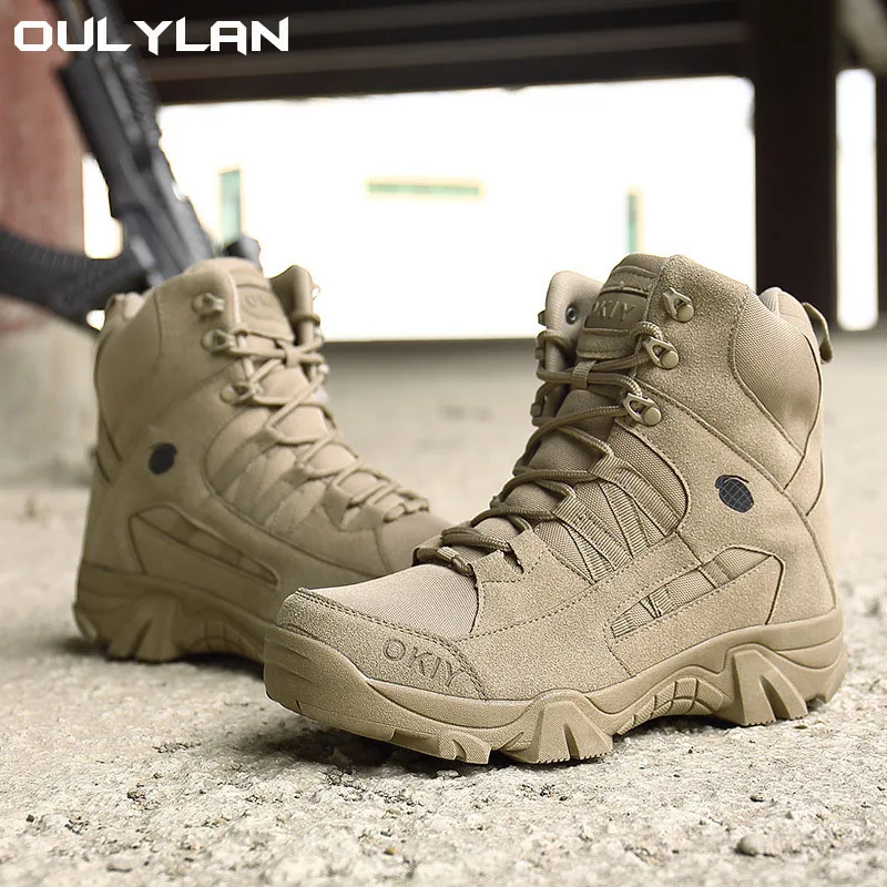 

Army Tactical Boots Mens Military Desert Waterproof Work Safety Shoes Training Climbing Hiking Shoes Men Outdoor Camping Boots