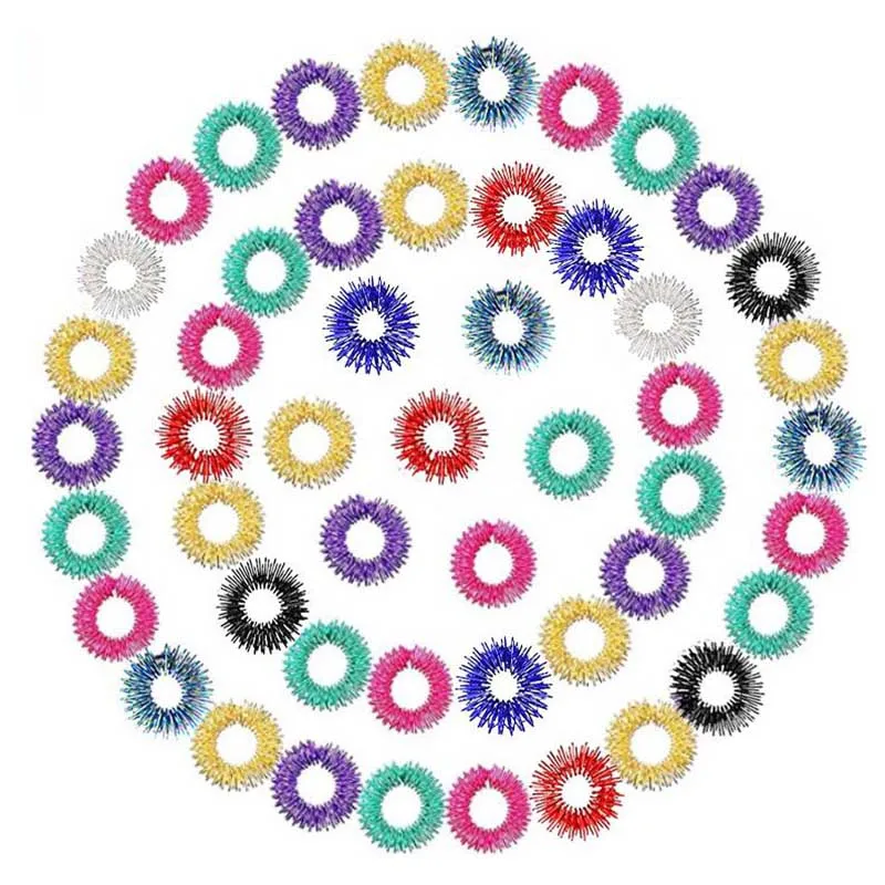 5Pcs Mini Spring Decompression Finger Ring Finger Massager Relax Hand Massage Tool
