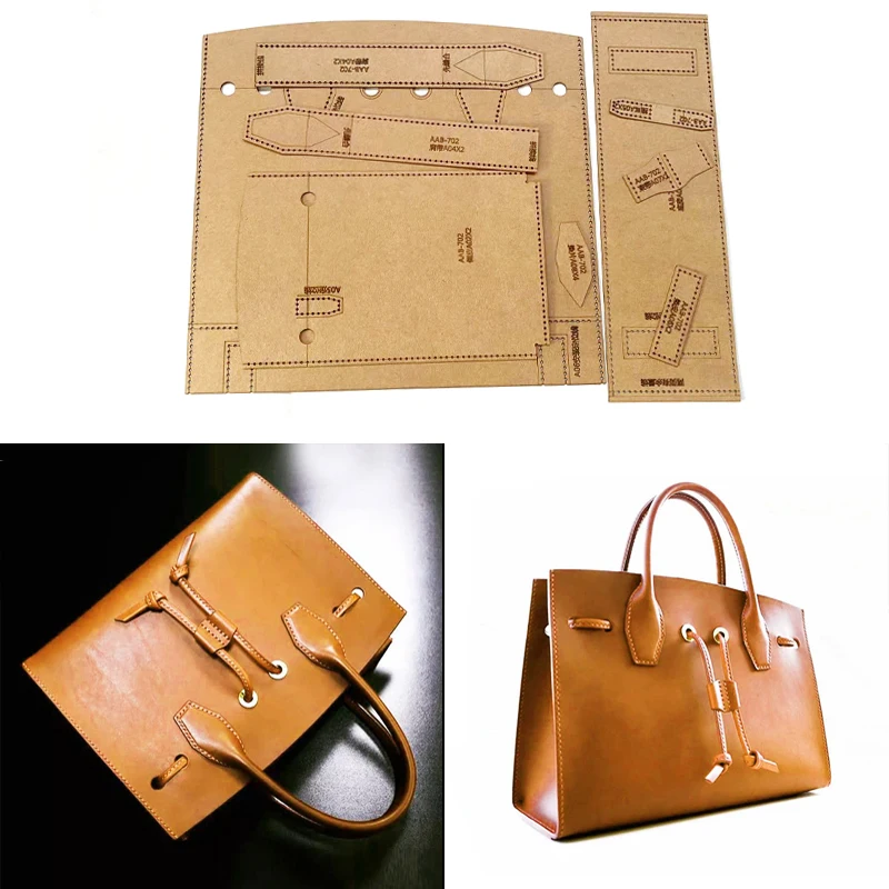 Leather Craft Template Sewing Template 1Set Handmade Fashion Large Capacity Tote Bag Handbag Sewing Pattern Leather Craft DIY Kraft Paper Sewing Template 27*21cm leather craft template sewing template