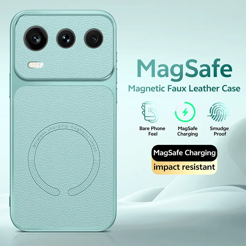 Luxury PU Leather Pattern Magnetic Wireless Charging Case