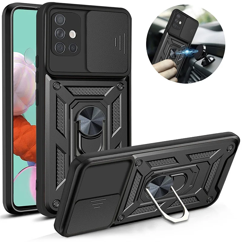 Durable Armor Shockproof Phone Case with Magnetic Ring Stand & Camera Protector Cover
