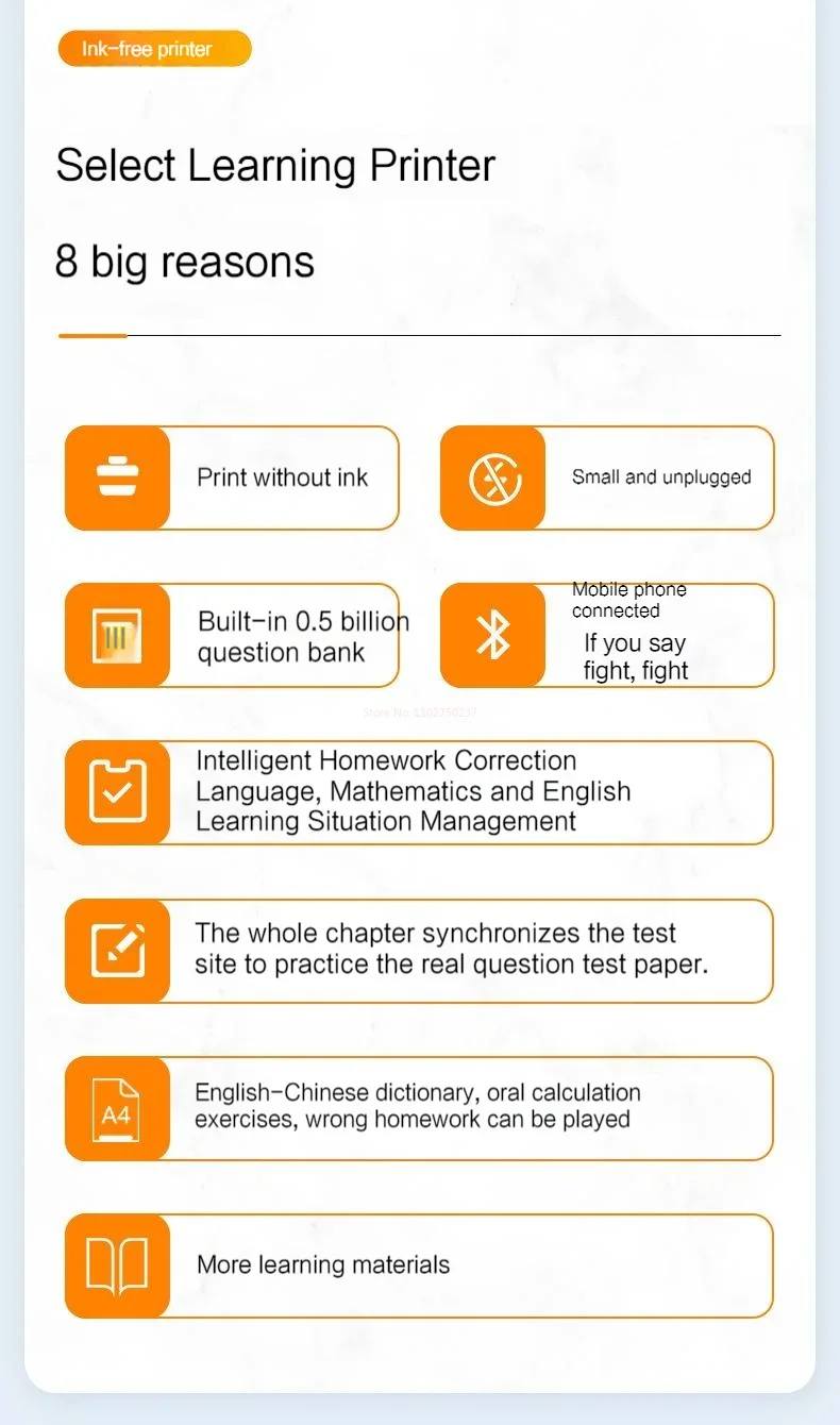 Description Picture 4 of itemA4 Thermal Printer Small Home Office Bluetooth Wireless Handheld Portable Inkless Thermal Printing School Supplies for Topic