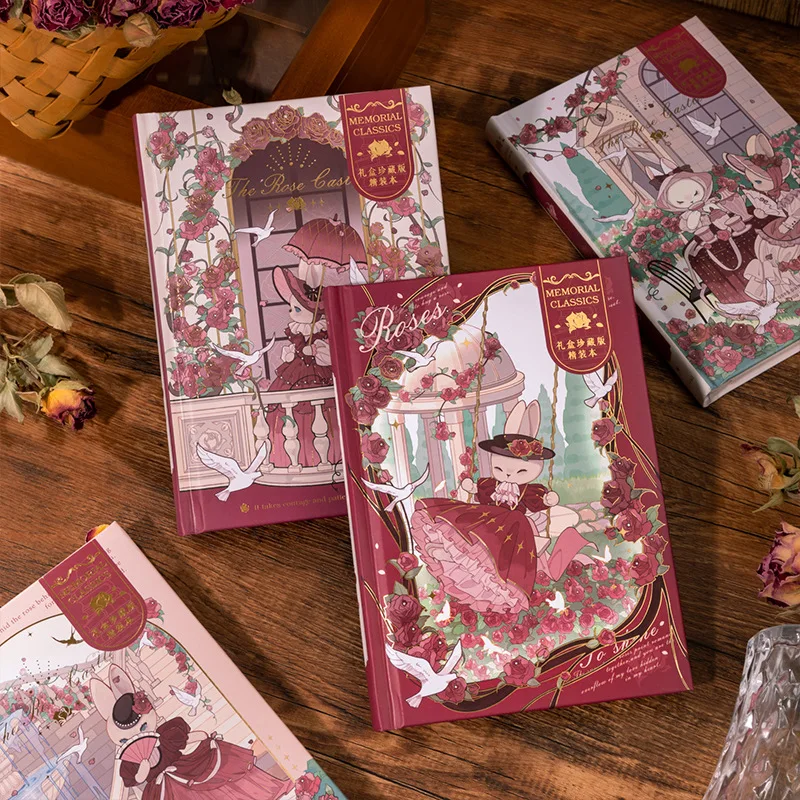 

Delicated Golden Printed Floral Fashion Lovely Rose Garden Notebook Colorful Lined+Blank+Free Pages 192P Planner Scheduler Gift