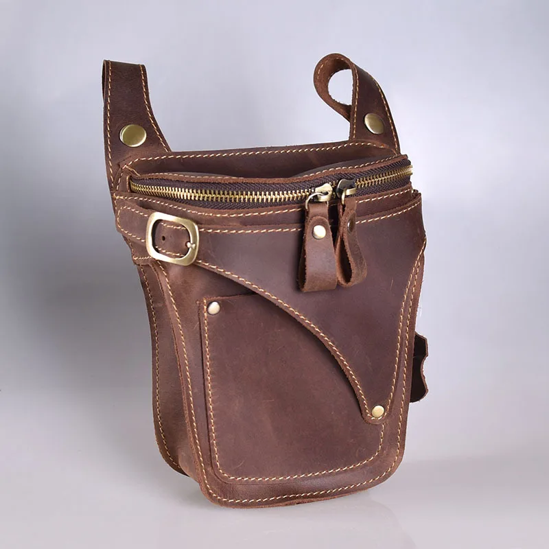 

men's first layer cowhide motorcycle bag retro knight pocket casual mobile phone bag motorcycle waist bag waterproof waist bag